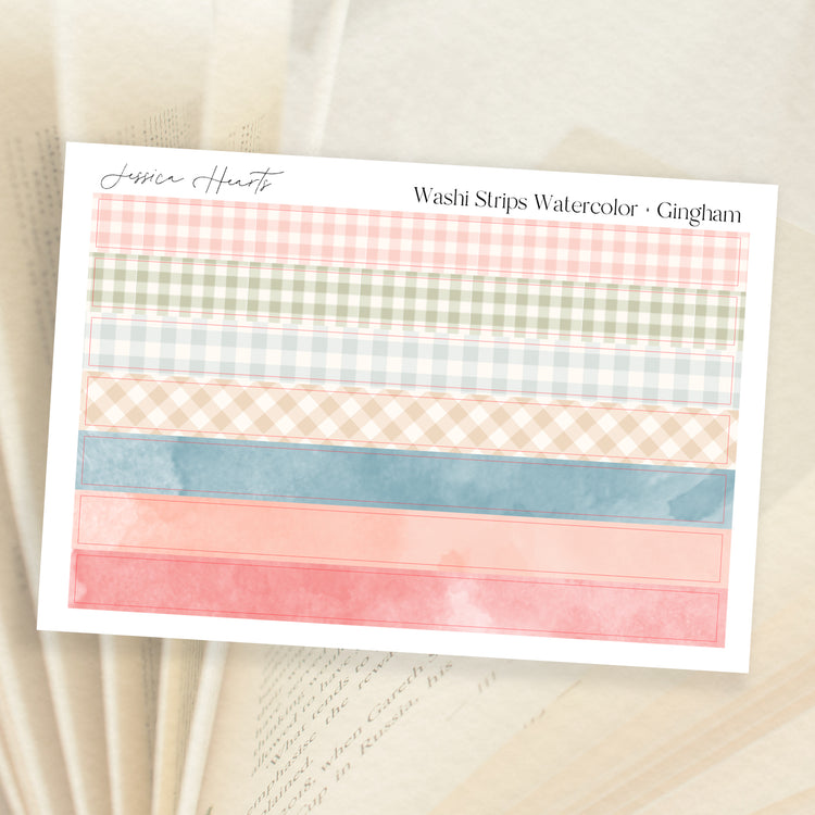 Washi Strips Watercolor + Gingham (B41)