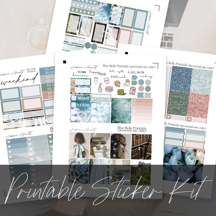 Blue Belle Printable Planner Sticker Kit