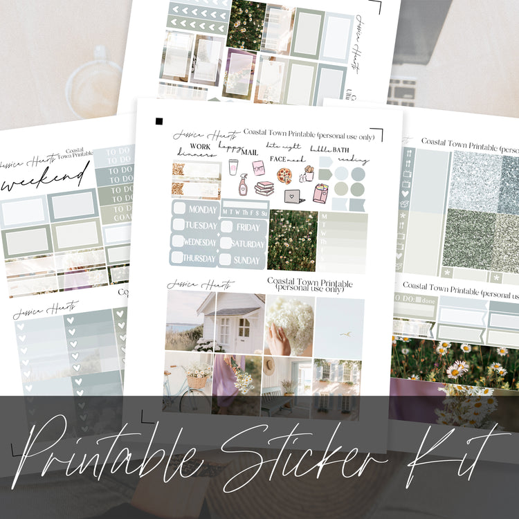 Coastal Town Printable Planner Sticker Kit