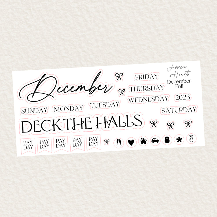 December Monthly Foil Sticker Sheet (Transparent)
