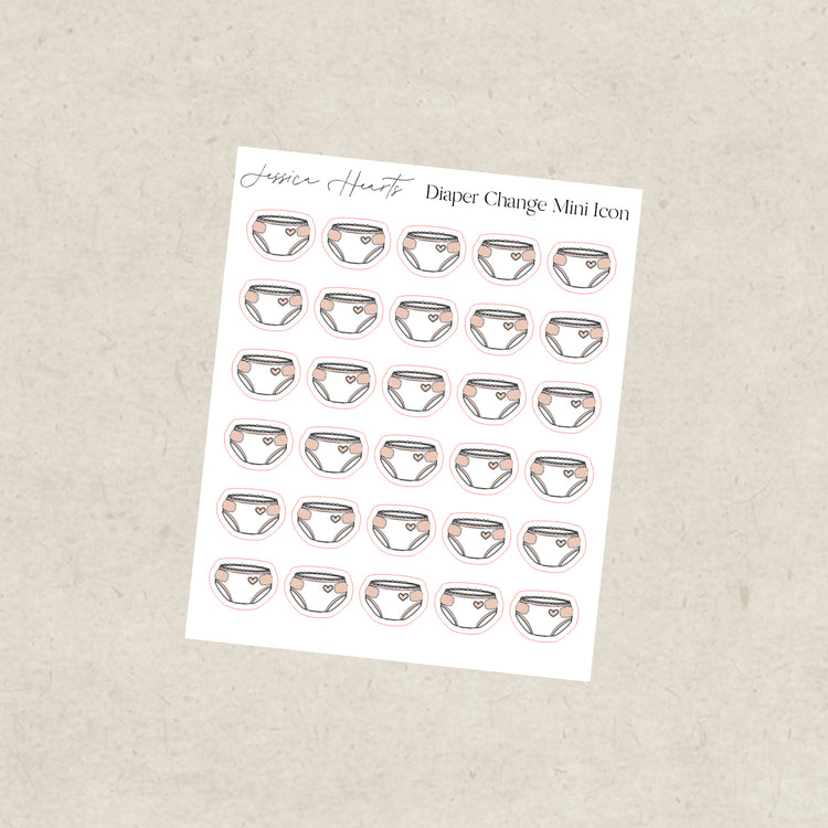 Diaper Change Mini Icons Sticker Sheet