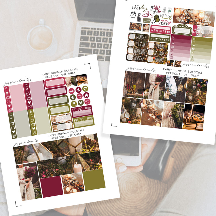 Fairy Summer Solstice Printable Planner Sticker Kit