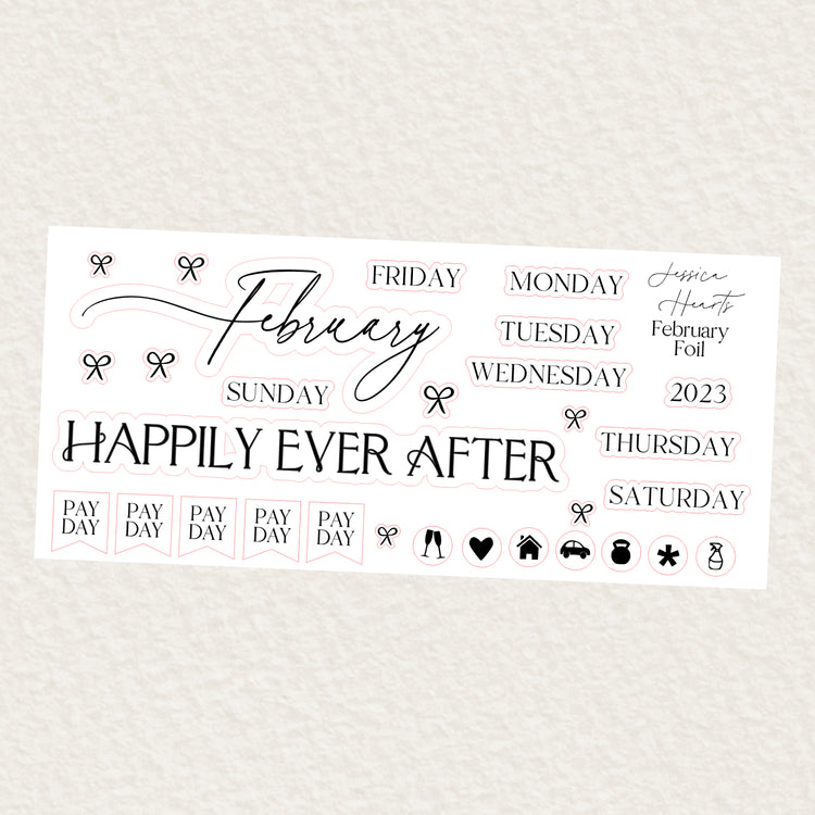 February Monthly Foil Sticker Sheet (Transparent)