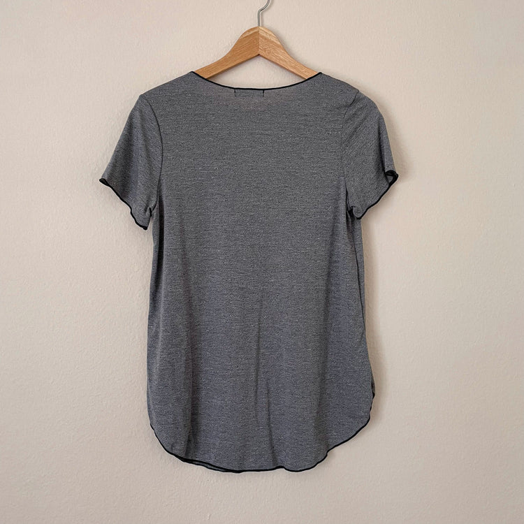 Hemmed Gray V-Neck Shirt