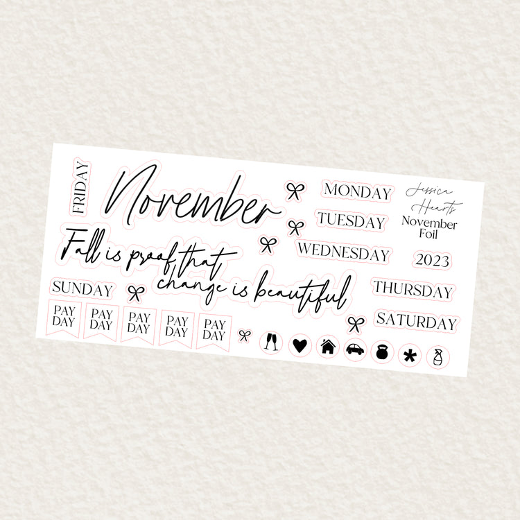 November Monthly Foil Sticker Sheet (Transparent)
