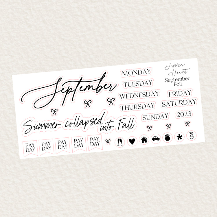 September Monthly Foil Sticker Sheet (Transparent)