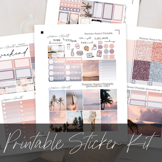 Summer Sunset Printable Planner Sticker Kit