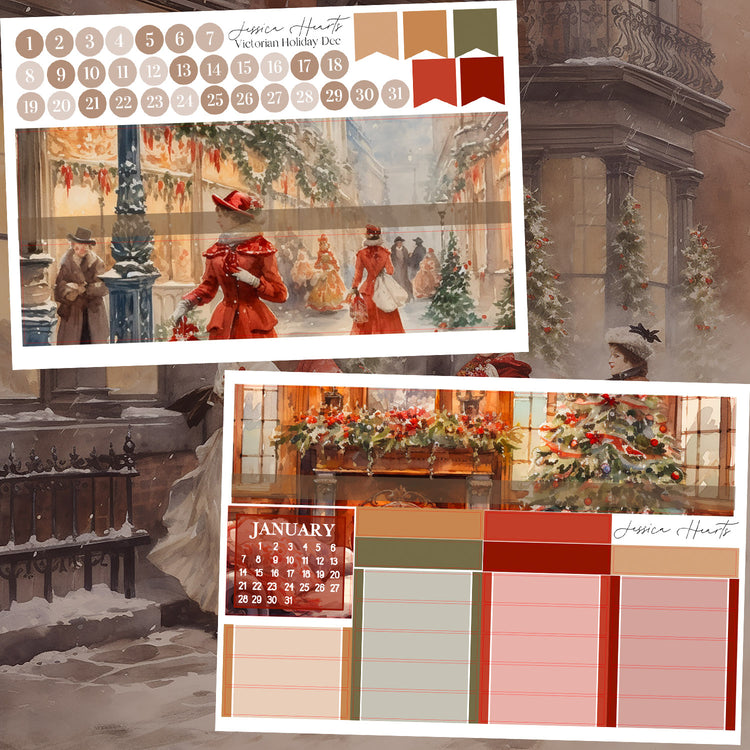 Victorian Holiday December BLANK 2023 Monthly Kit + Foil Overlay