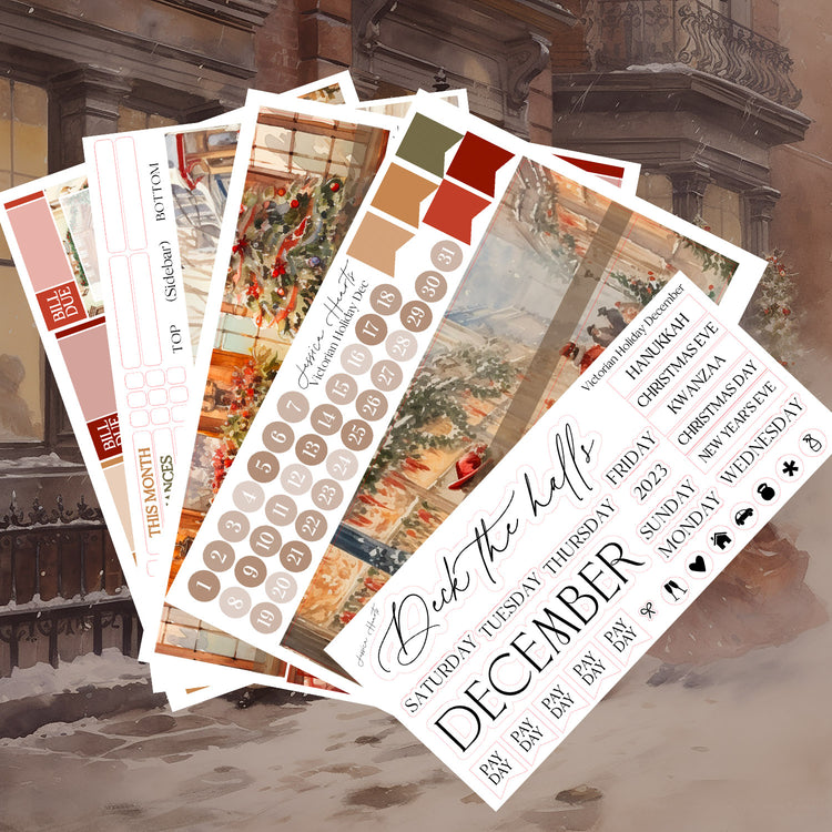 Victorian Holiday December BLANK 2023 Monthly Kit + Foil Overlay