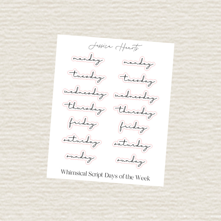 Whimsical Script Days of the Week
