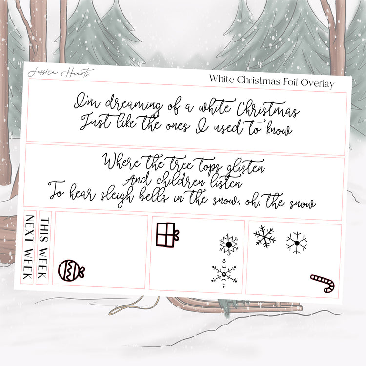 White Christmas Foil Overlay Sticker Sheet (Transparent)