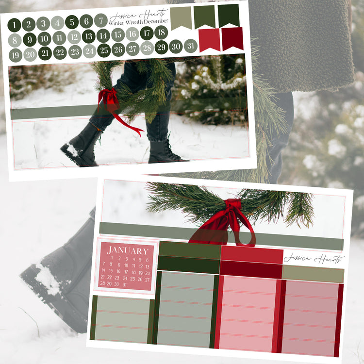 Winter Wreath December BLANK 2023 Monthly Kit + Foil Overlay