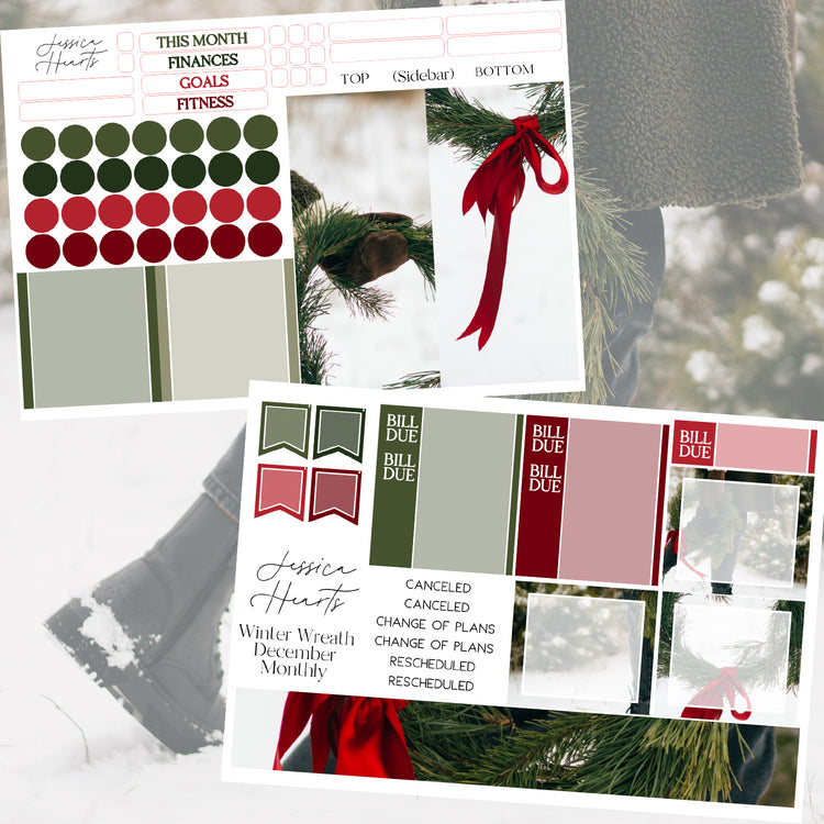 Winter Wreath December BLANK 2023 Monthly Kit + Foil Overlay