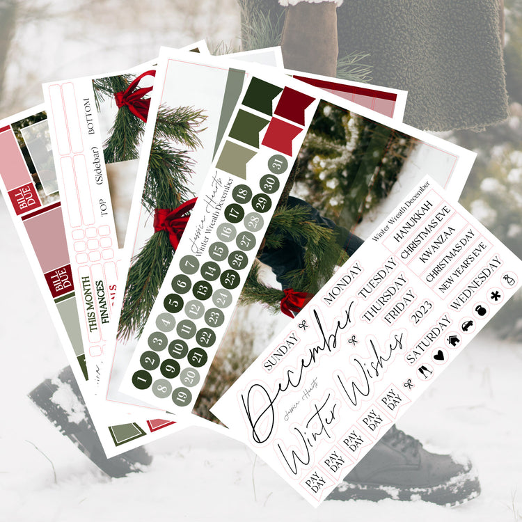 Winter Wreath December BLANK 2023 Monthly Kit + Foil Overlay