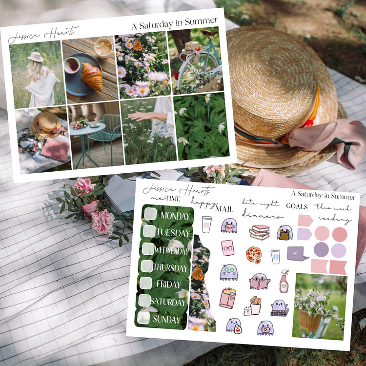 A Saturday in Summer Weekly Sticker Kit - Jessica Hearts