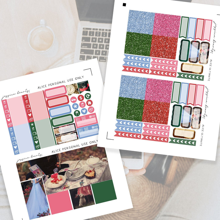 Alice Printable Planner Sticker Kit - Jessica Hearts