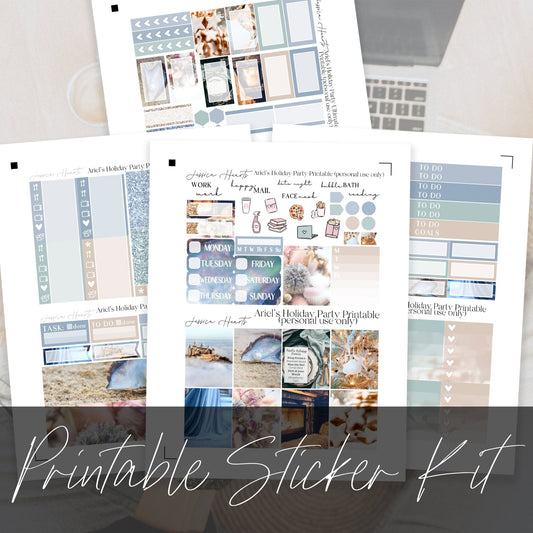Ariel's Holiday Party Printable Planner Sticker Kit - Jessica Hearts