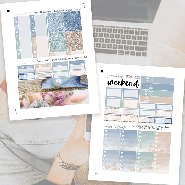 Ariel's Holiday Party Printable Planner Sticker Kit - Jessica Hearts