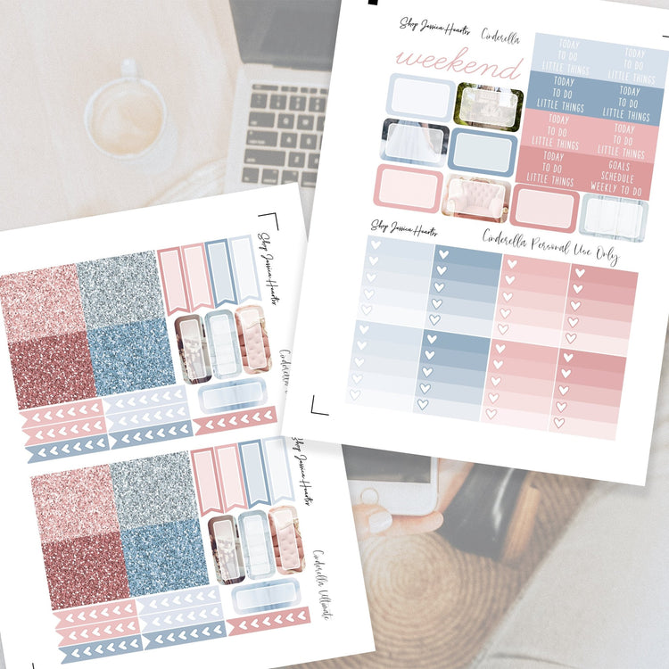 Cinderella Printable Planner Sticker Kit - Jessica Hearts