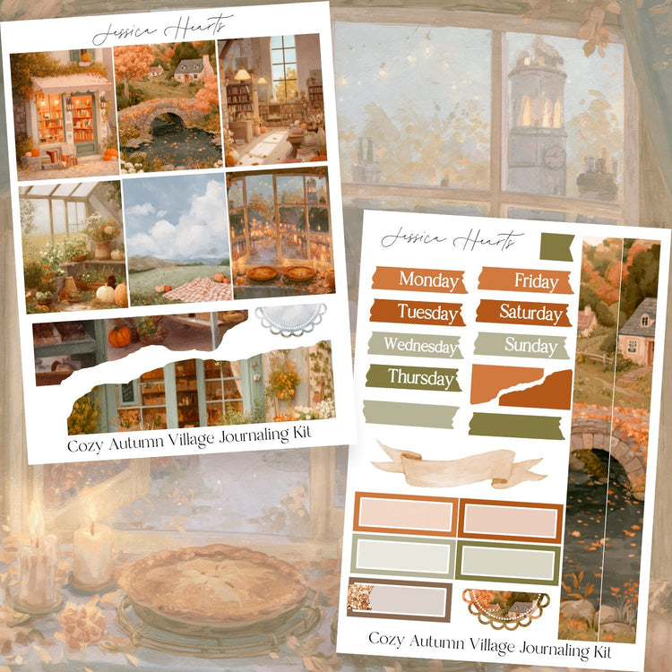 Cozy Autumn Village Journaling Kit - Jessica Hearts