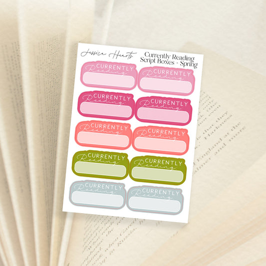 Currently Reading Script Boxes- Spring - Jessica Hearts