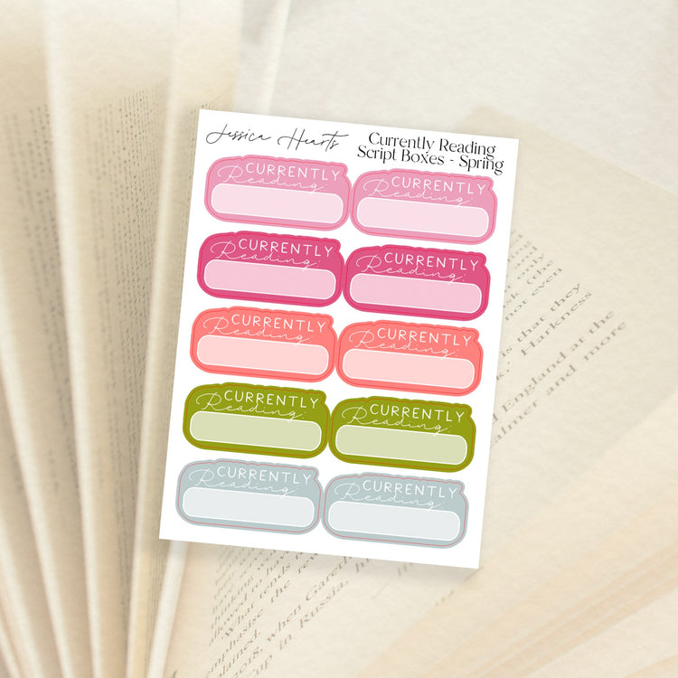 Currently Reading Script Boxes- Spring - Jessica Hearts