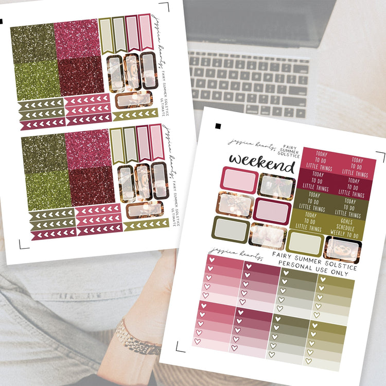Fairy Summer Solstice Printable Planner Sticker Kit - Jessica Hearts