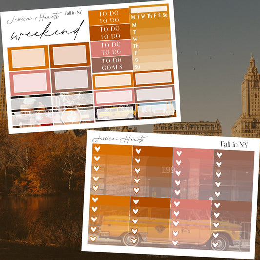 Fall in NY Weekly Sticker Kit - Jessica Hearts