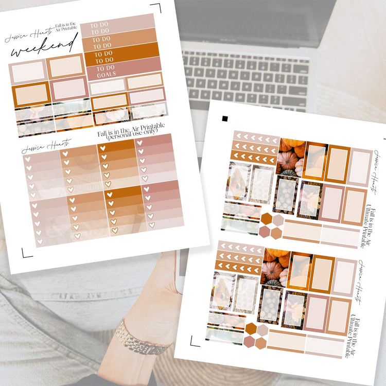 Fall is in the Air Printable Planner Sticker Kit - Jessica Hearts