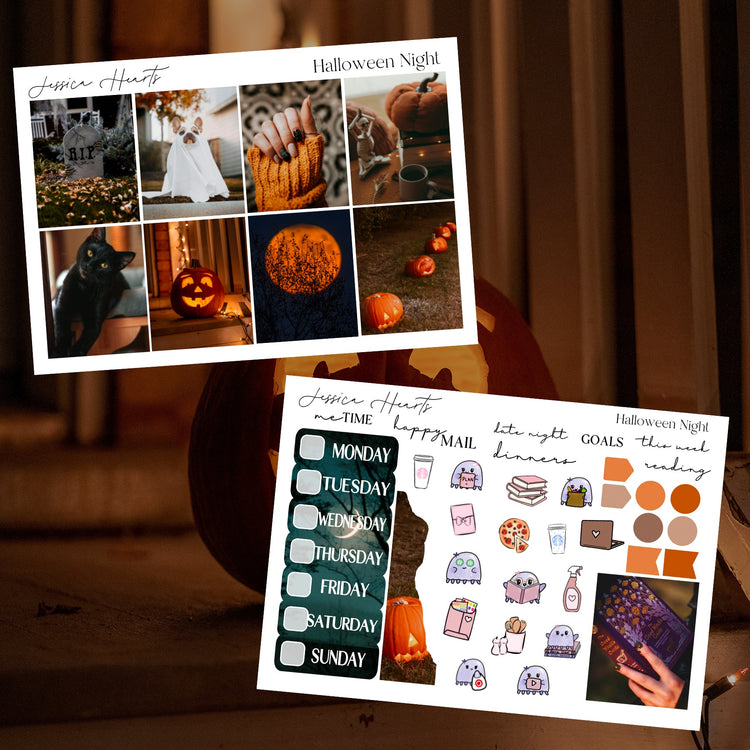 Halloween Night Weekly Sticker Kit - Jessica Hearts