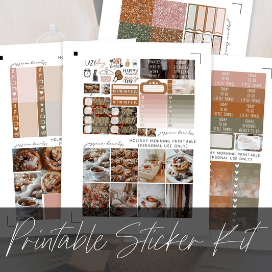 Holiday Morning Printable Planner Sticker Kit - Jessica Hearts