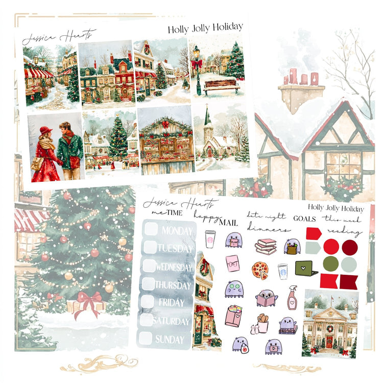 Holly Jolly Holiday Weekly Sticker Kit - Jessica Hearts