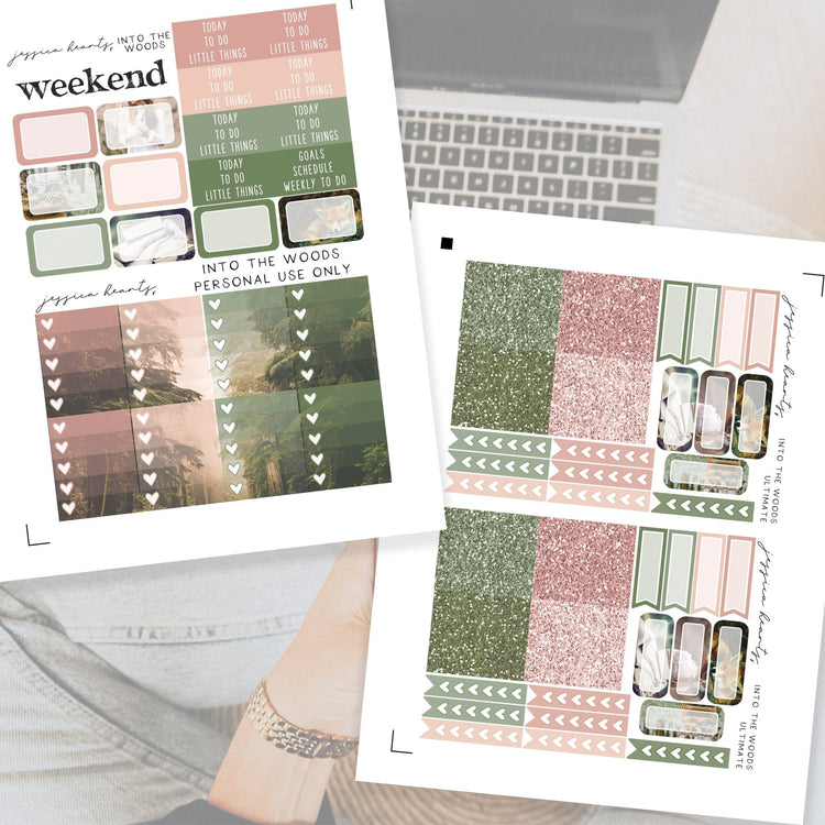 Into the Woods Printable Planner Sticker Kit - Jessica Hearts