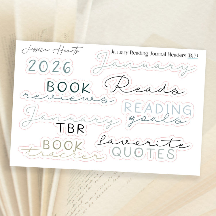 January 2026 Reading Journal Headers (B17) - Jessica Hearts