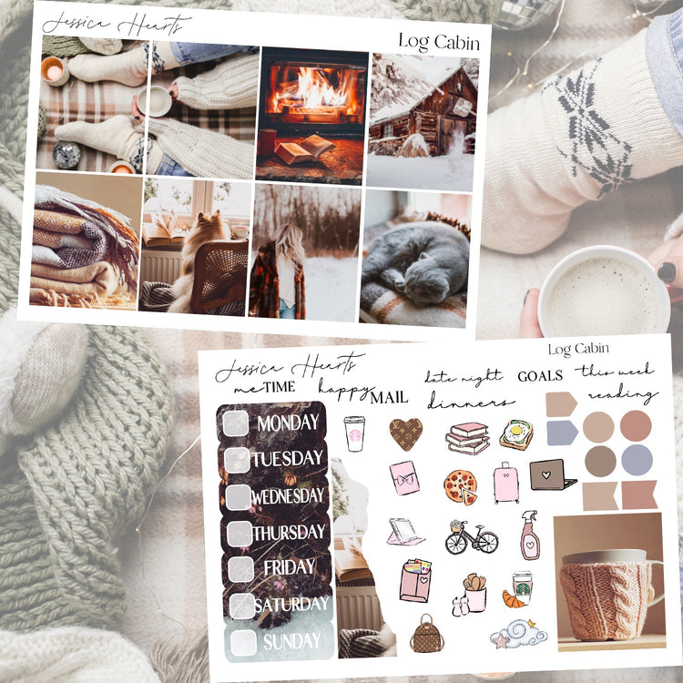 Log Cabin Weekly Sticker Kit - Jessica Hearts