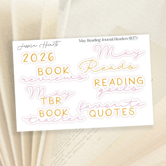 May Reading Journal Headers (B37) - Jessica Hearts