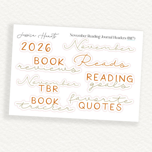 November Reading Journal Headers (B117) - Jessica Hearts