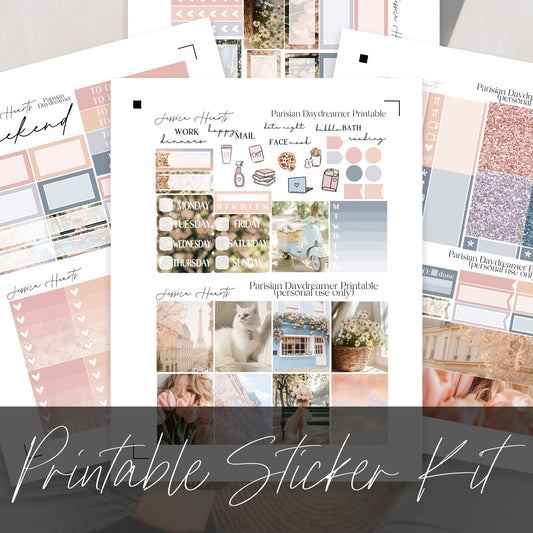 Parisian Daydreamer Printable Planner Sticker Kit - Jessica Hearts