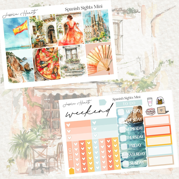 Spanish Sights MINI Sticker Kit - Jessica Hearts