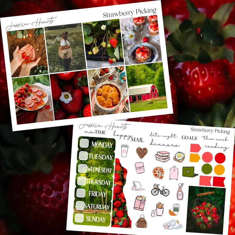 Strawberry Picking Weekly Sticker Kit - Jessica Hearts