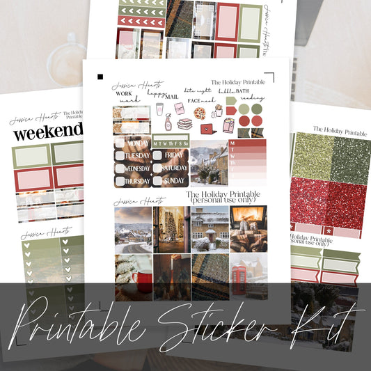 The Holiday Printable Planner Sticker Kit - Jessica Hearts