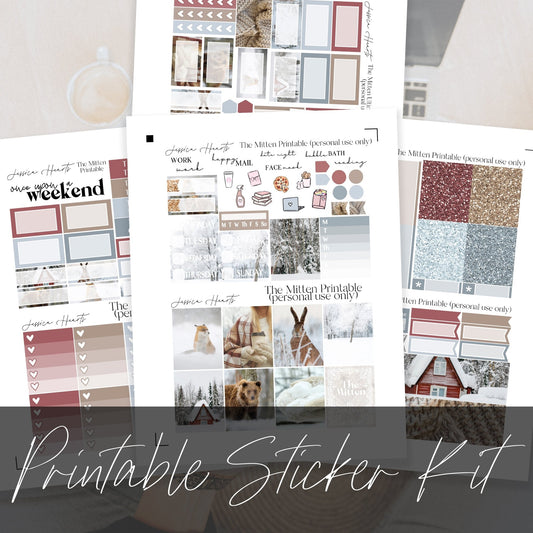 The Mitten Printable Planner Sticker Kit - Jessica Hearts