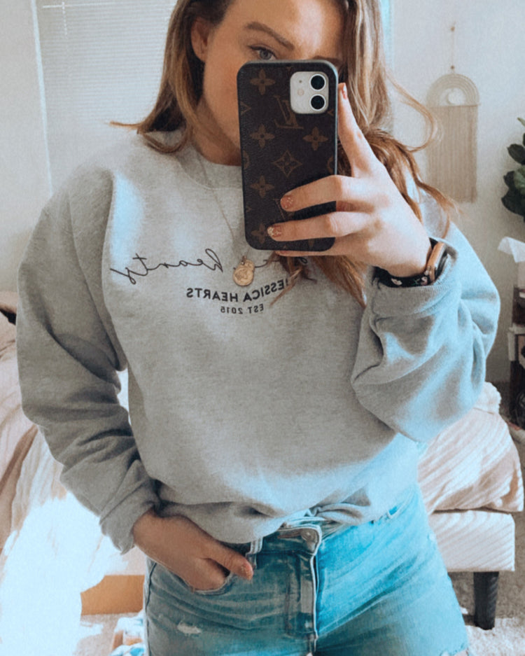 Jessica Hearts Chic Light Gray Pullover