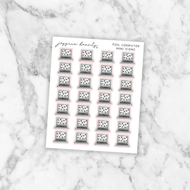 Floral Computer Foil Icon Stickers (Transparent)