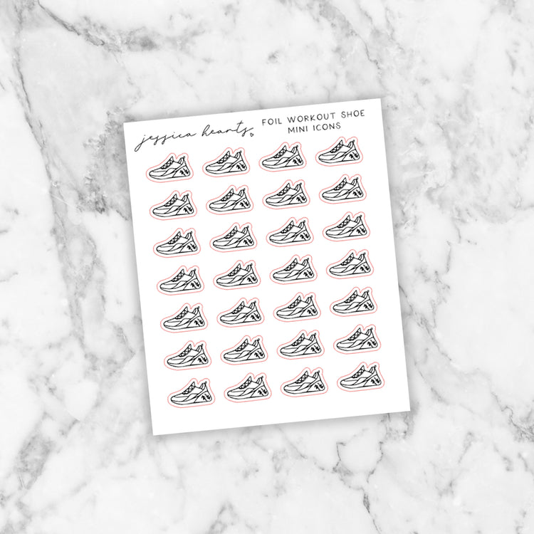 Floral Workout Shoes Foil Icon Stickers (Transparent)