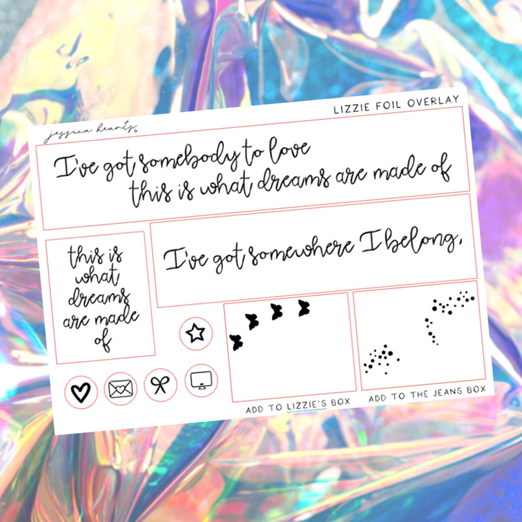 Lizzie Foil Overlay Sticker Sheet (Transparent)