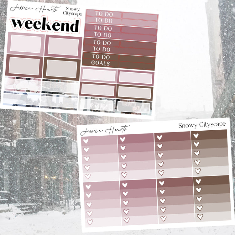Snowy Cityscape Weekly Sticker Kit