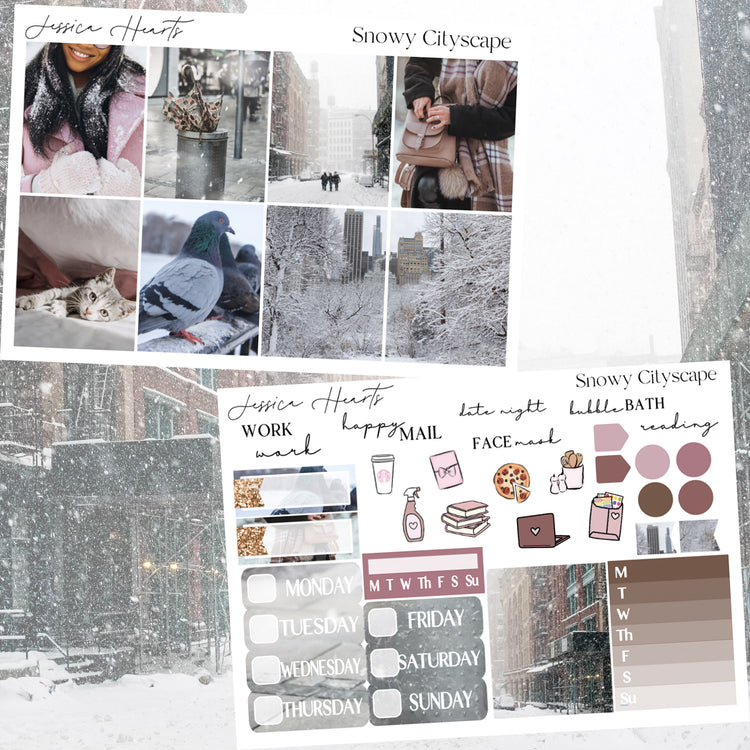 Snowy Cityscape Weekly Sticker Kit