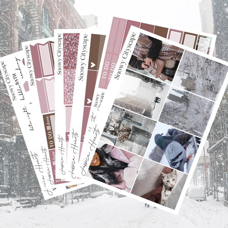 Snowy Cityscape Weekly Sticker Kit