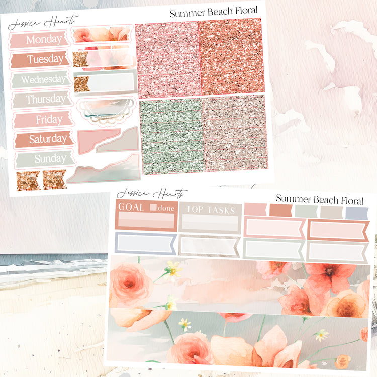 Summer Beach Floral Weekly Sticker Kit *Jessica's Faves Format*